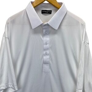 Collars & Co Mens White Dress Collar Polo Shirt 3X Large Polyester Golf Wickig